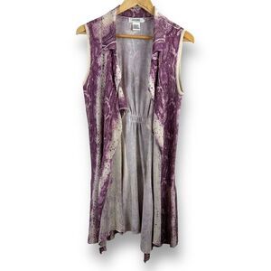 Adore mauve and cream snakeskin print waterfall vest Size M